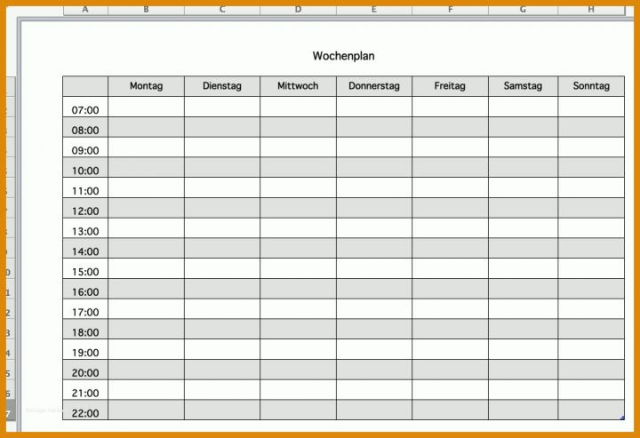 Faszinieren Wochenplan Vorlage Excel 1044x715