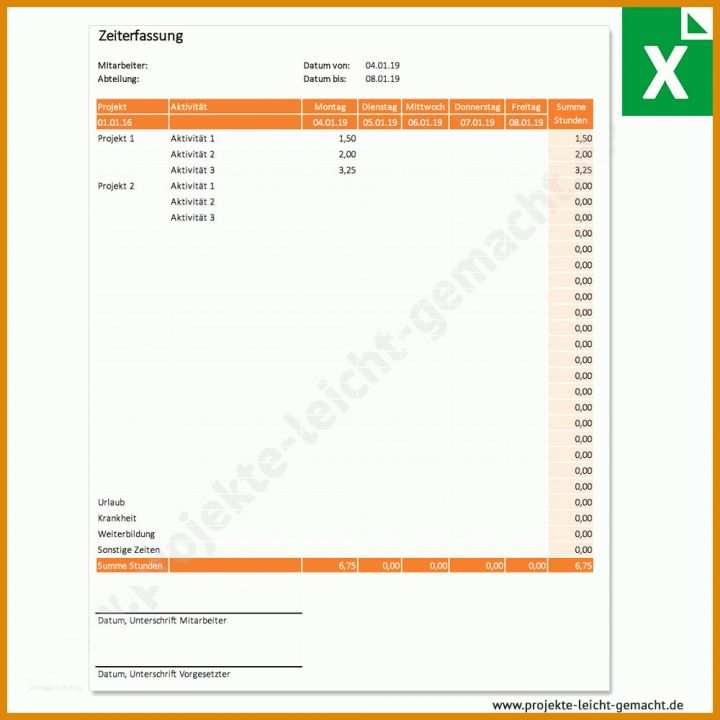 Kreativ Zeiterfassung Mitarbeiter Vorlage 1000x1000