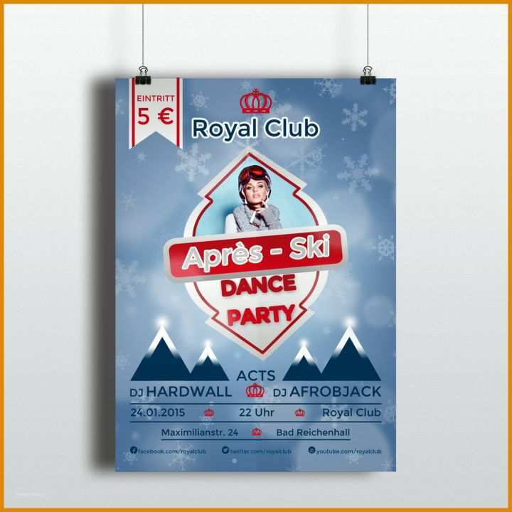 Perfekt Apres Ski Party Flyer Vorlage 1300x1300