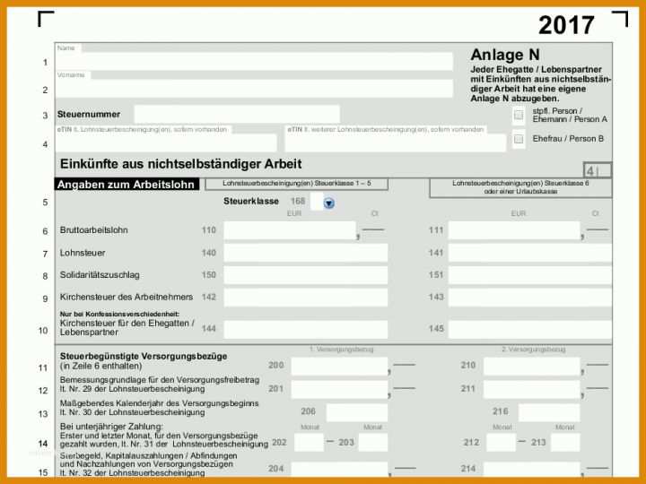 Einkommensteuer Vorlagen Einkommenssteuer 2017 Mit Allen Anlagen PDF Vorlagen