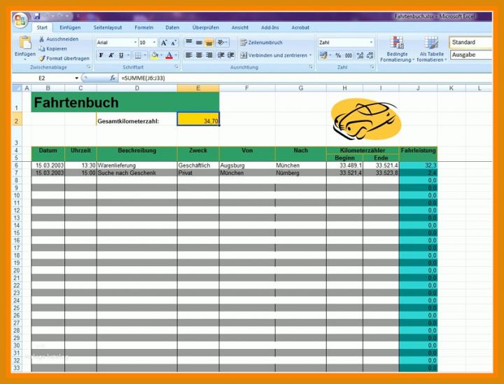 Fantastisch Fahrtenbuch Excel Vorlage 836x636