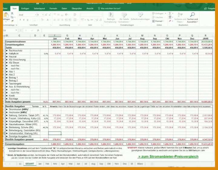 Singular Haushaltsbuch Excel Vorlage Kostenlos 2018 740x576