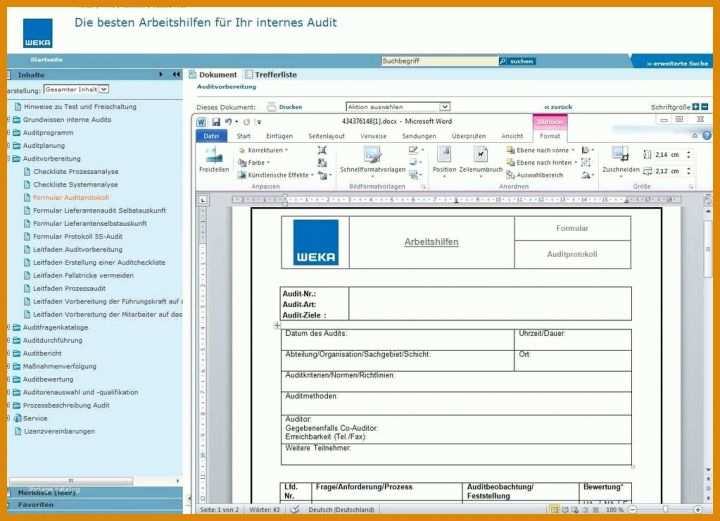Rühren Interne Audits Vorlage 1023x740