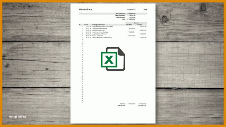 Faszinieren Kassenbuch Vorlage Excel Kostenlos Schweiz 995x560