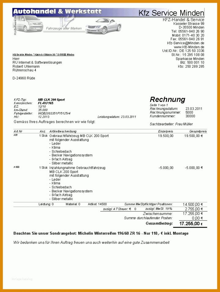 Auffällig Kfz Verkauf Rechnung Vorlage 770x1023