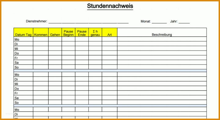 Montageberichte Vorlagen Zeiterfassung Vorlage