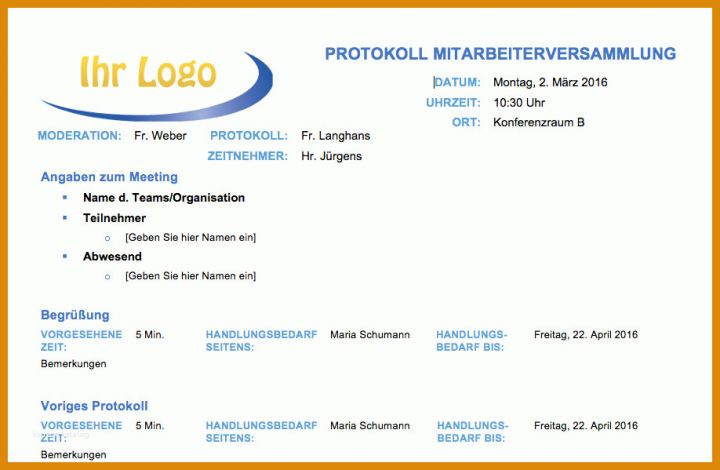 Modisch Protokoll Projektarbeit Vorlage 918x599