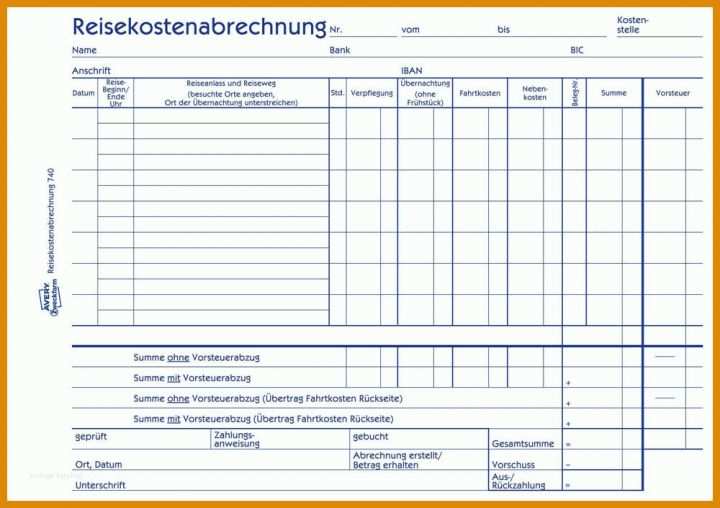 Angepasst Reisekostenabrechnung Selbstständige Vorlage 1000x705