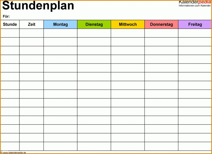 Stundenplan Vorlage Stundenplan Vorlagen Pdf