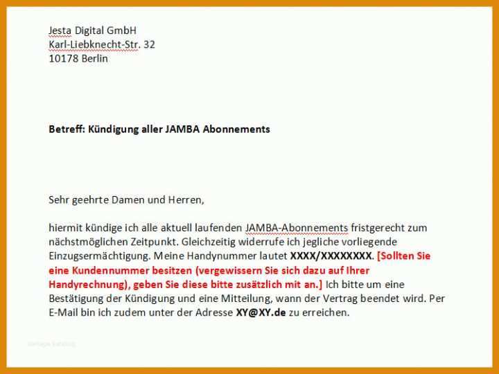 Vodafone Partnervertrag Kündigen Vorlage Jamba Kuendigen Vorlage
