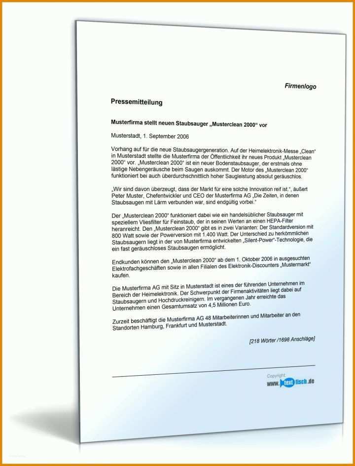 Überraschen Vorlage Pressemitteilung Word 1600x2100