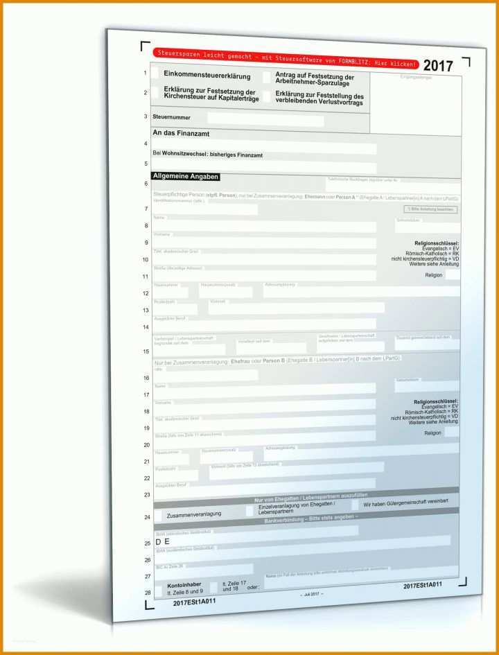 Unvergleichlich Vorlage Steuererklärung 2017 1600x2100