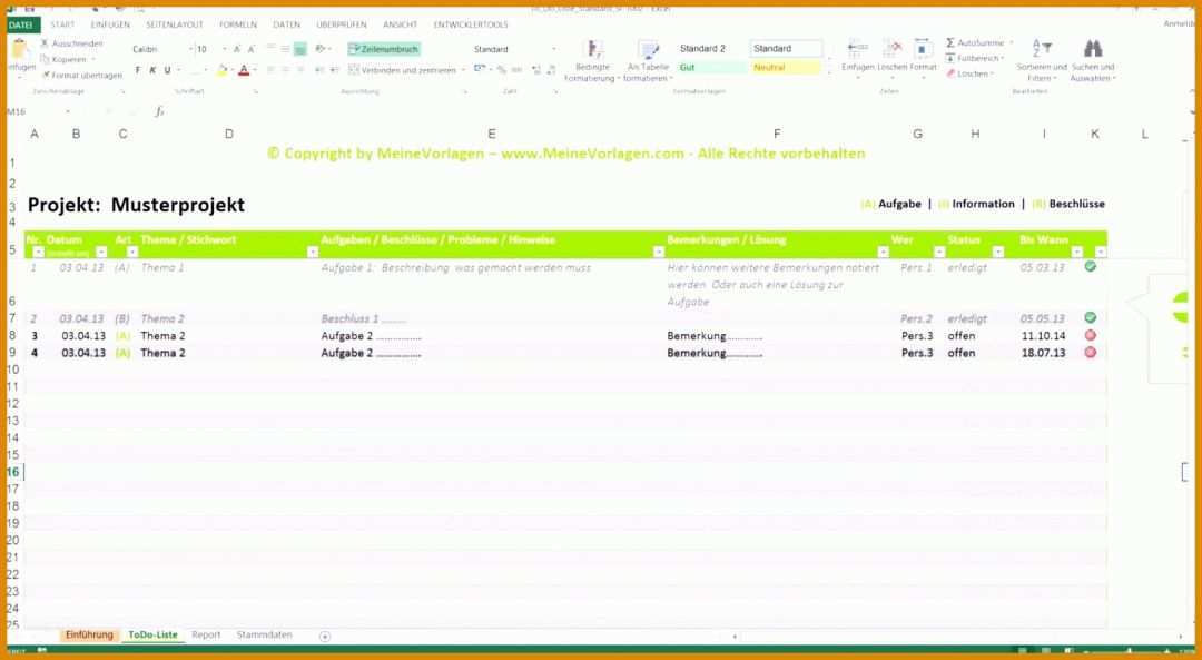 Großartig Aufgabenplanung Excel Vorlage 1710x939