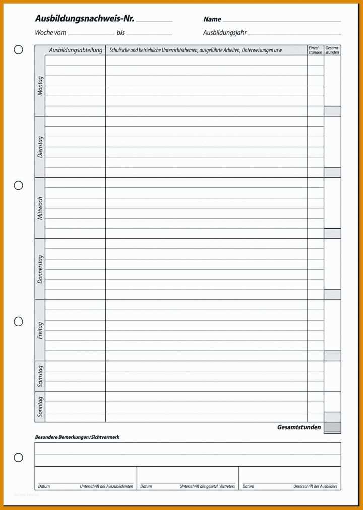 Unglaublich Ausbildungsheft Vorlage 1067x1500