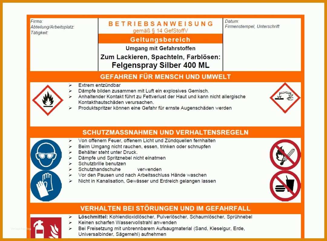 Bestbewertet Betriebsanweisungen Vorlagen 1203x888