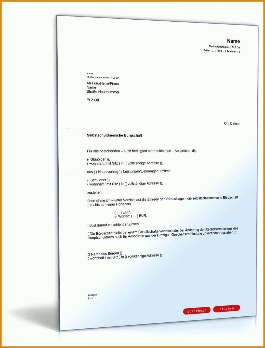 Bemerkenswert Bürgschaft Vorlage Pdf 1600x2100