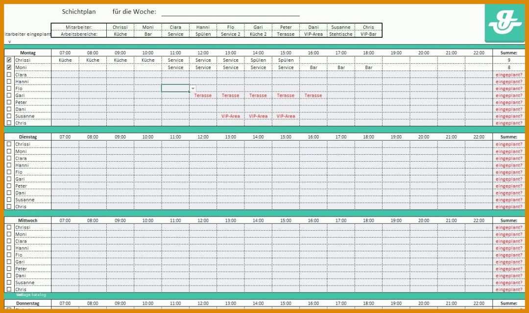 Original Dienstplan Vorlage Pflege 1304x771