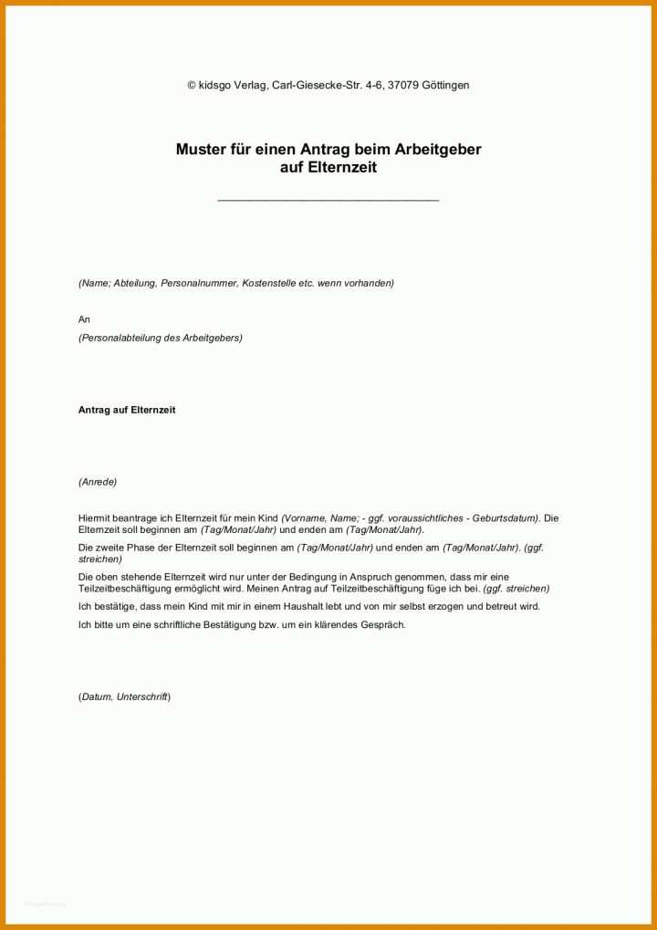 Spezialisiert Elternzeit Antrag Vorlage 1140x1614