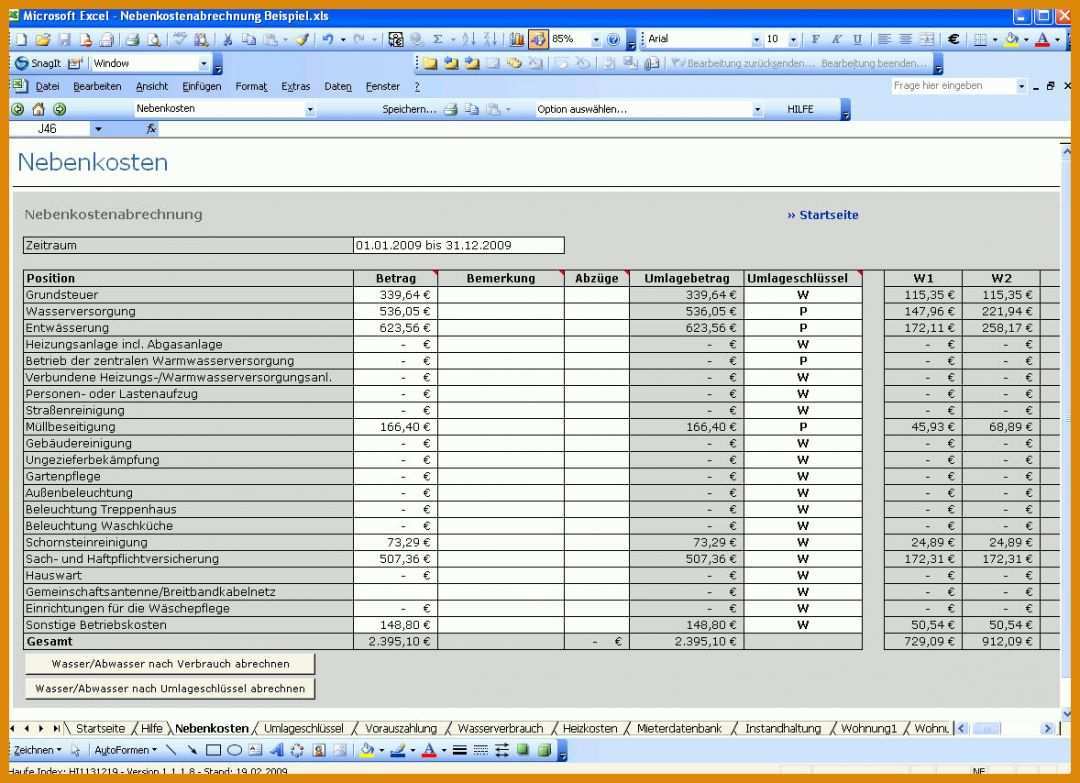 Empfohlen Excel Vorlage Betriebskostenabrechnung 1178x854