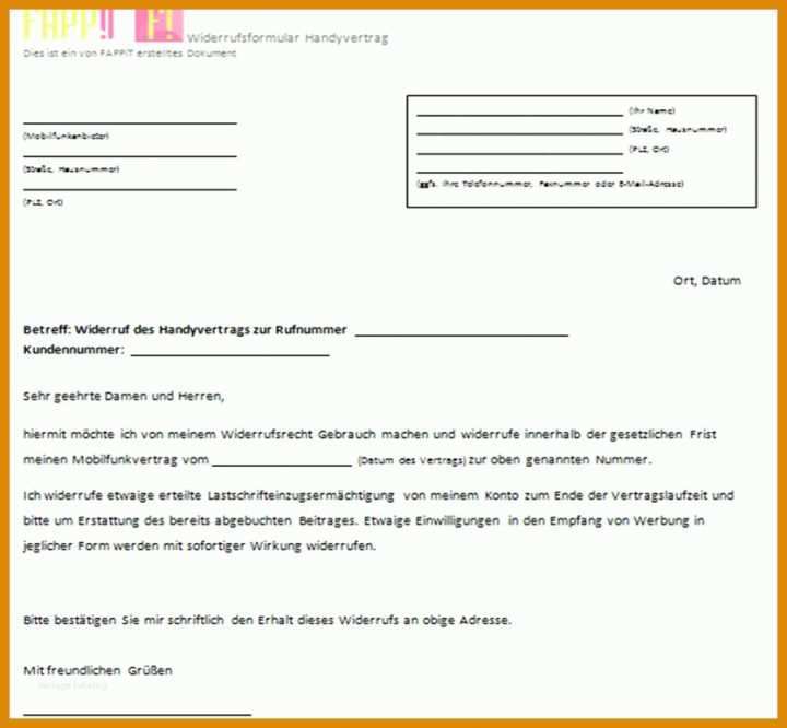 Handyvertrag Kündigen Vorlage Vodafone Kundigung Handyvertrag Vodafone Vorlage