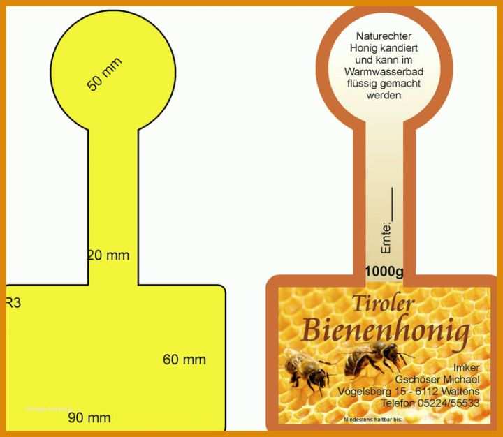 Spezialisiert Honig Etiketten Vorlagen 805x700