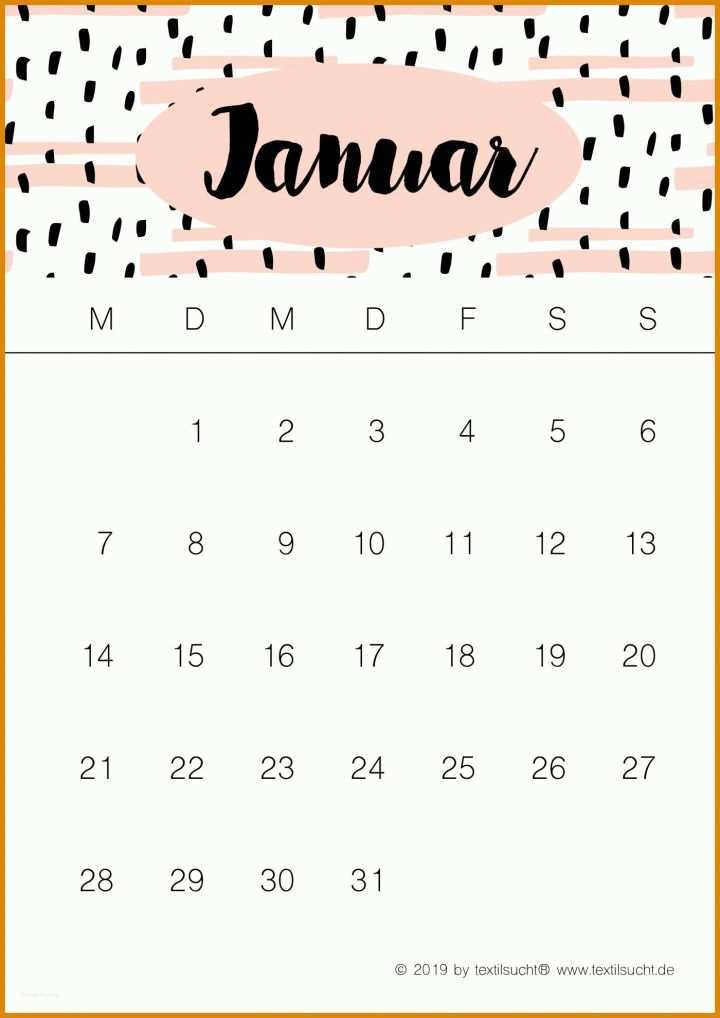 Kreativ Monatskalender Vorlage 1400x1980