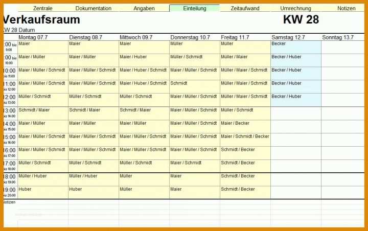 Tolle Personaleinteilung Excel Vorlage 1004x630