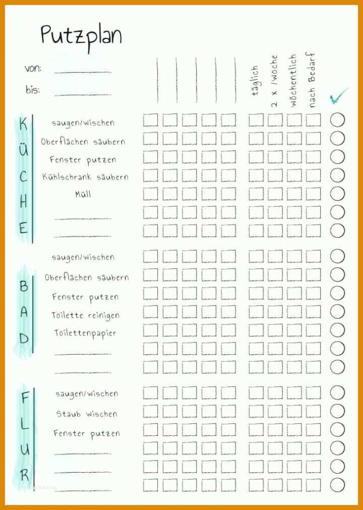 Ausgezeichnet Putzplan Vorlage Zum Ausdrucken 729x1024