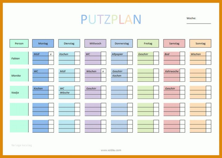 Fabelhaft Putzplan Vorlage Zum Ausdrucken 790x561