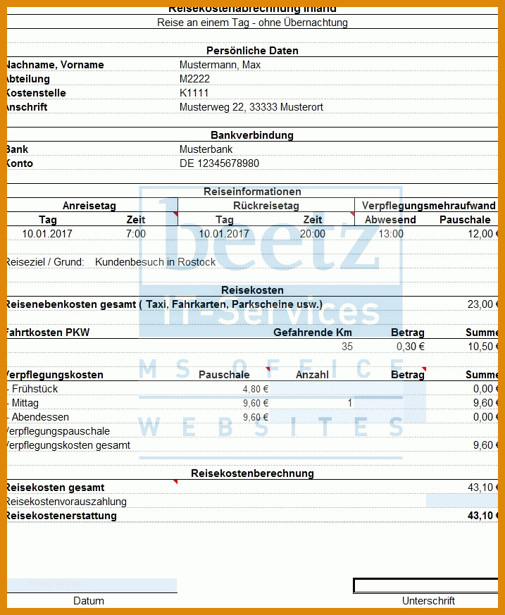 Limitierte Auflage Reisekostenabrechnung 2018 Vorlage Excel 717x873