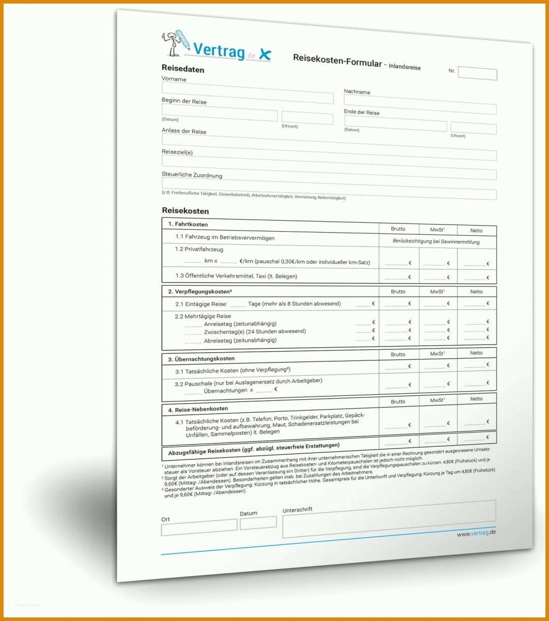 Perfekt Reisekostenabrechnung Vorlage 2018 1534x1735