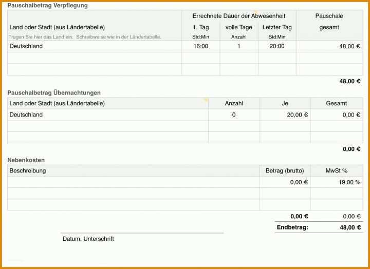 Exklusiv Reisekostenabrechnung Vorlage Finanzamt 1862x1354