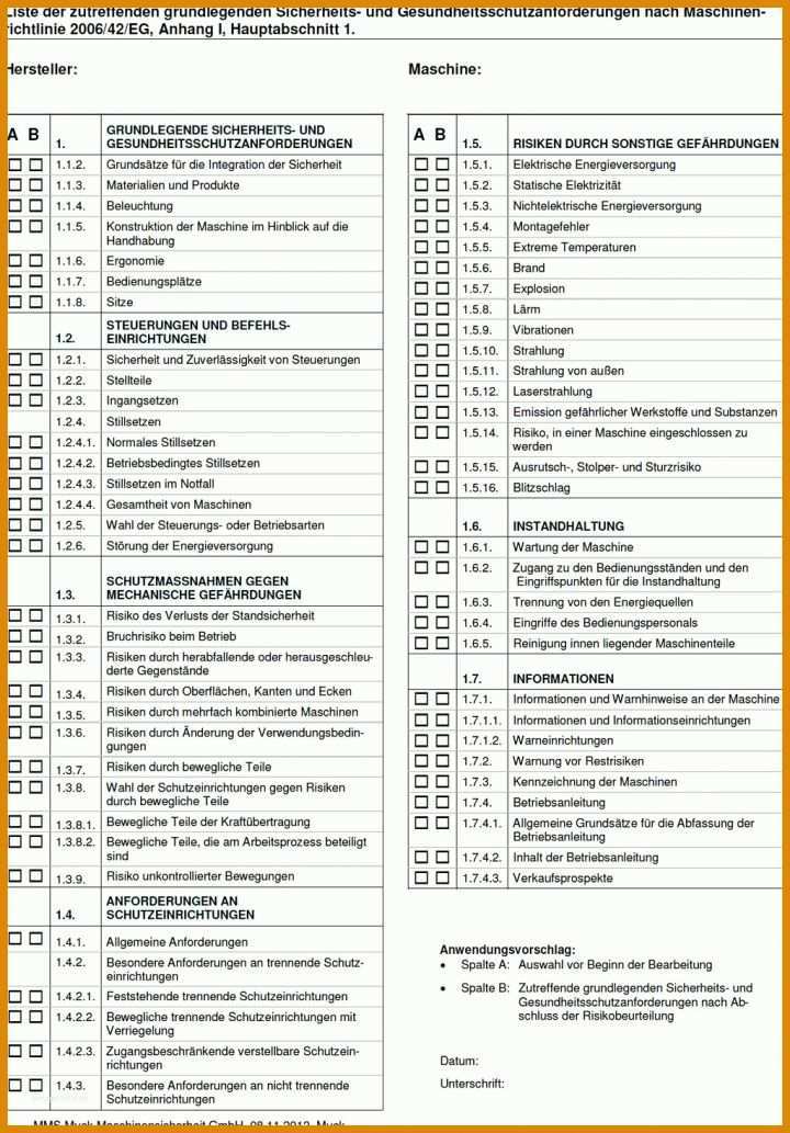 Moderne Risikobeurteilung Maschinenrichtlinie Vorlage 1024x1469