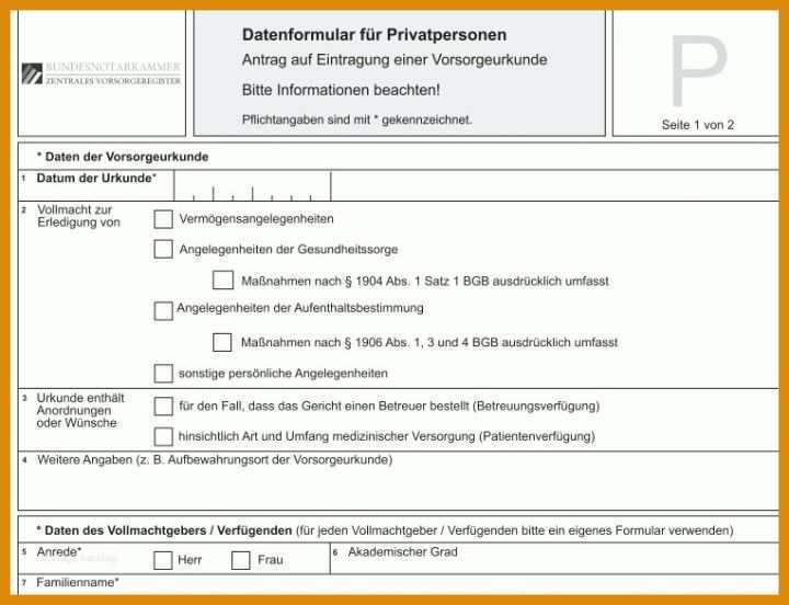 Hervorragen Vorsorgevollmacht Vorlage Kostenlos Word 763x585