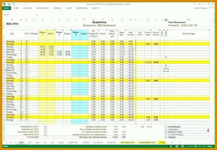 Original Zeiterfassung Excel Vorlage 1343x927