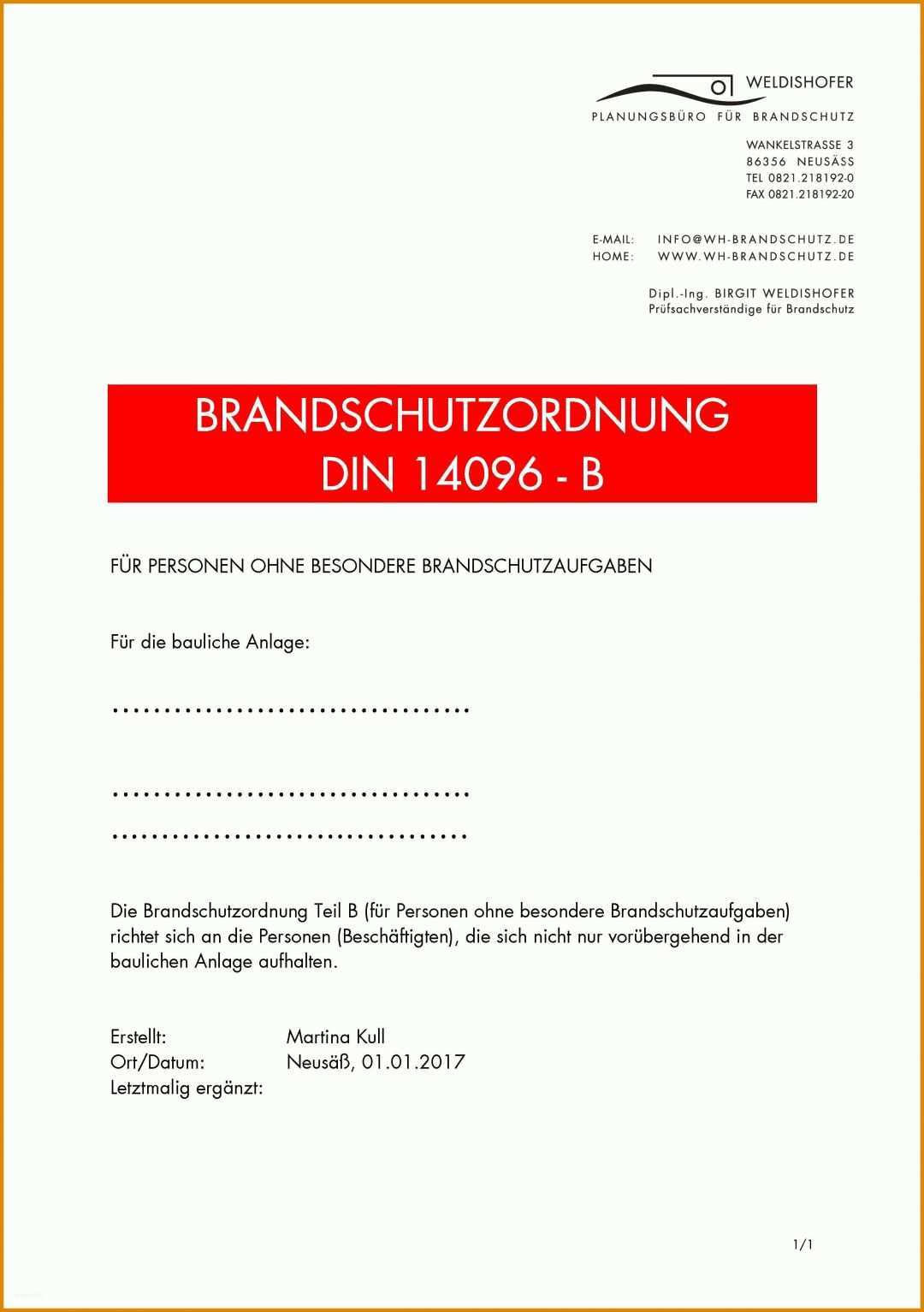 Modisch Brandschutzordnung Teil A Vorlage 2480x3521