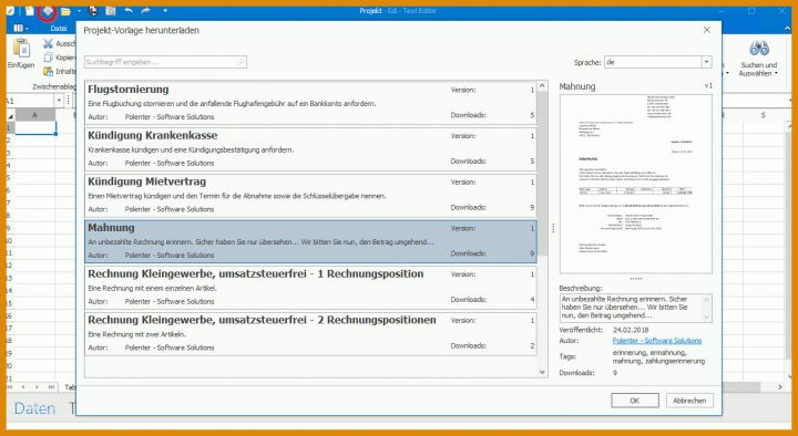 Neue Version Edi Texteditor Vorlagen 1262x690