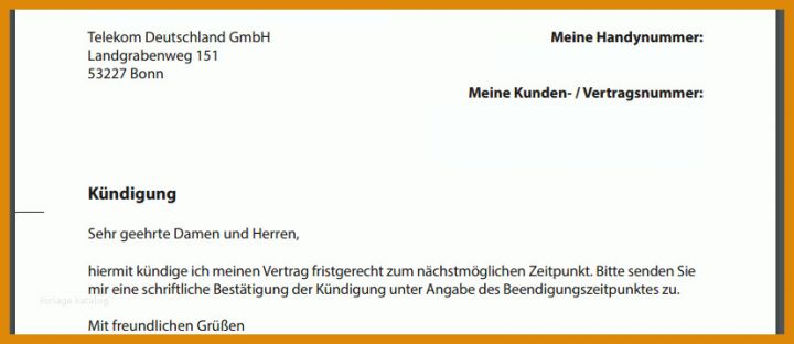 Schockieren Kündigung Vertrag Telekom Vorlage 828x359