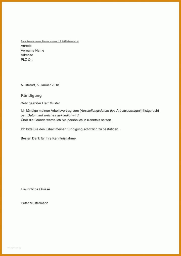 Beste Kündigungsschreiben Vorlage Vertrag 992x1402