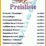 Perfekt Preisliste Vorlage 723x1024