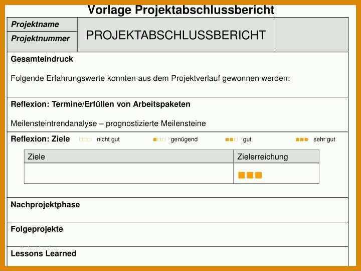 Exklusiv Projektabschlussbericht Vorlage Word 720x540