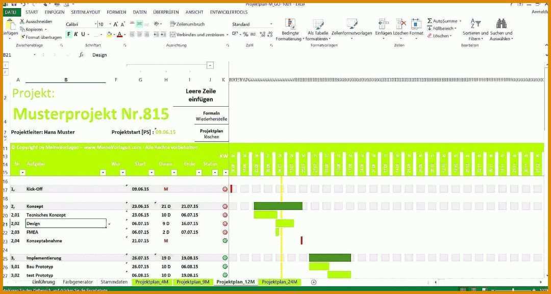 Auffällig Projektplan Excel Vorlage 2018 Kostenlos 1824x972