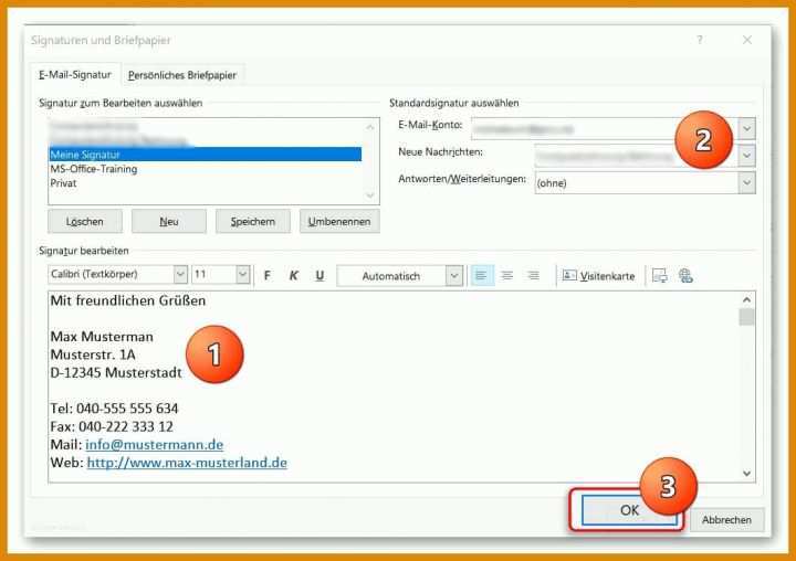 Signatur Outlook Vorlage Signatur In Outlook Erstellen