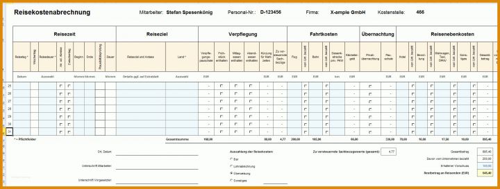 Tolle Vorlage Reisekostenabrechnung Excel 1894x718