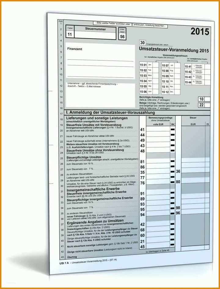 Unglaublich Vorlage Umsatzsteuervoranmeldung 1600x2100