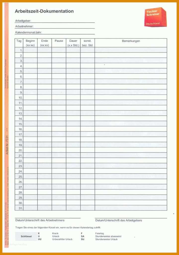 Fabelhaft Vorlage Zur Dokumentation Der Täglichen Arbeitszeit Excel 759x1080