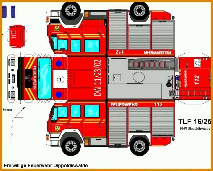 Beeindruckend Feuerwehrauto Basteln Vorlage 931x746