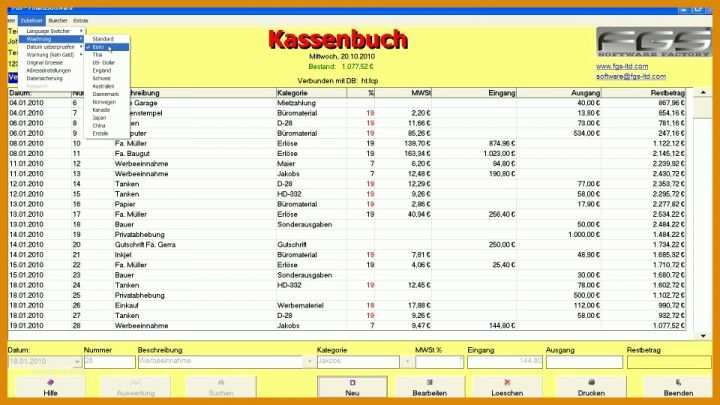 Faszinieren Kassenbuch Vorlage Download 960x540