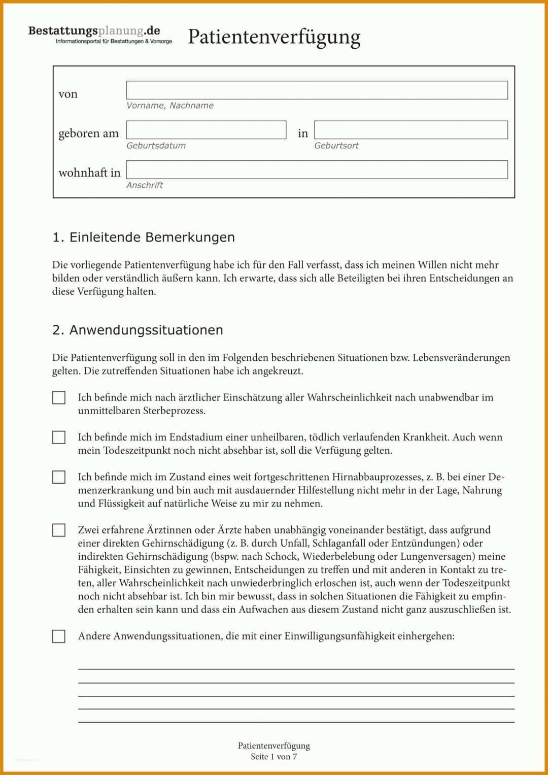 Bemerkenswert Patientenverfügung Vorlage Pdf 1654x2339