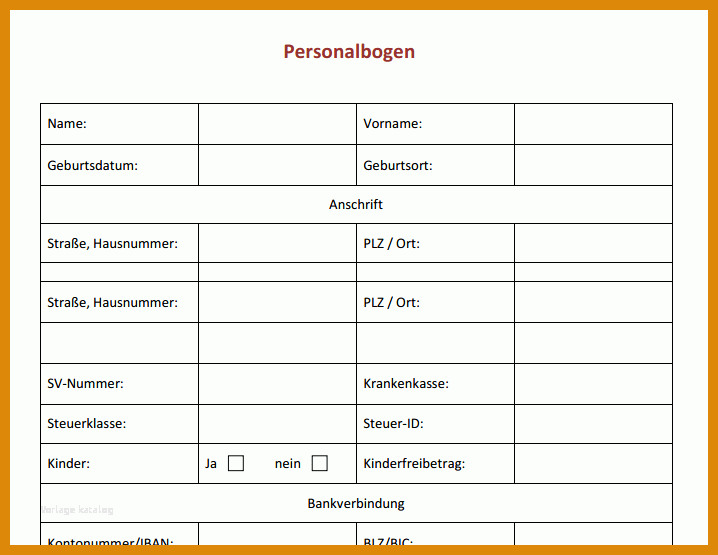 Unvergesslich Personalfragebogen Vorlage 2018 718x555